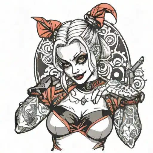 harley quinn holding a halligan tattoo design idea
