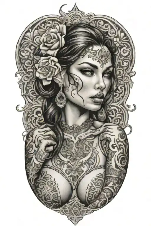 alluring full nude tattood girl tattoo design idea