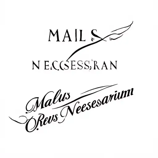 Hitman style tattoo featuring text 'Malus Necessarium' tattoo design idea