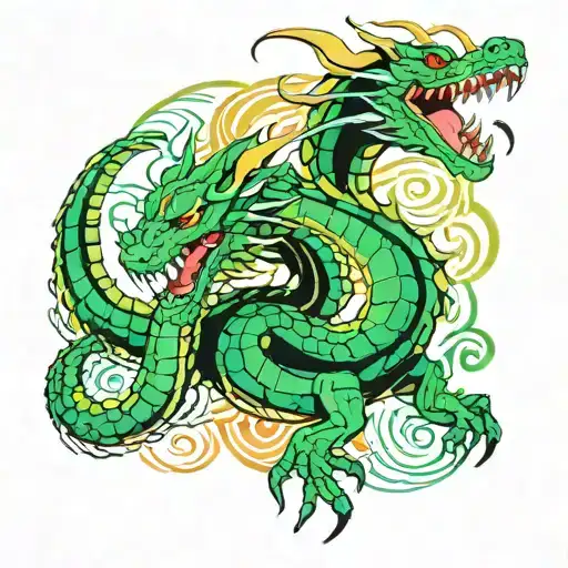 shenron green dragon circling tattoo design idea