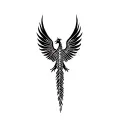 phoenix with outstretched wings / spine tattoo design idea