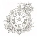 simple Roman numeral clock face tattoo design idea