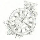 simple Roman numeral clock face tattoo design idea