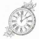 simple Roman numeral clock face tattoo design idea
