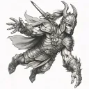 hand grasping warrior that ascended to the sky tattoo design idea