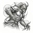 hand grasping warrior that ascended to the sky tattoo design idea