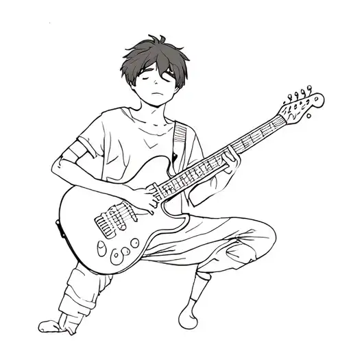 Lonely boy with a guitar tattoo design idea