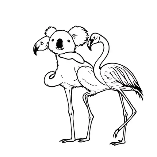 koala bear hugging flamingos legs tattoo design idea