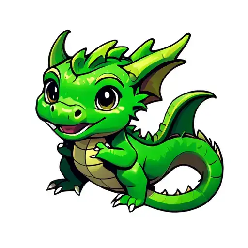 baby dragon holding emerald tattoo design idea