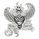 text and birth dates, Daughter Molly 2010, Son Noel 2001 tattoo design idea