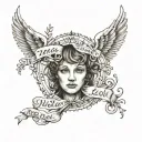 text and birth dates, Daughter Molly 2010, Son Noel 2001 tattoo design idea