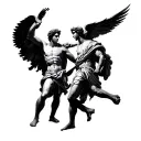 julius caesar and Atlas under each other tattoo design idea