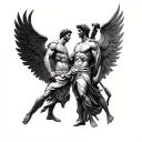julius caesar and Atlas under each other tattoo design idea