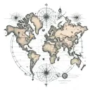 world map coordinate tattoo design idea