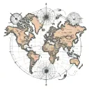 world map coordinate tattoo design idea