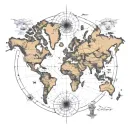 world map coordinate tattoo design idea