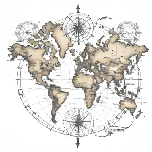 world map coordinate tattoo design idea