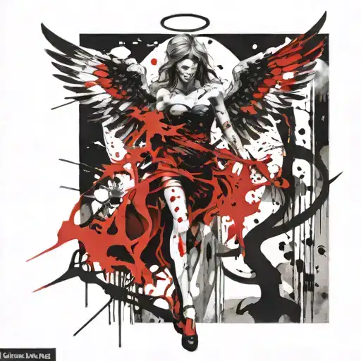 good and bad angel tattoo design idea