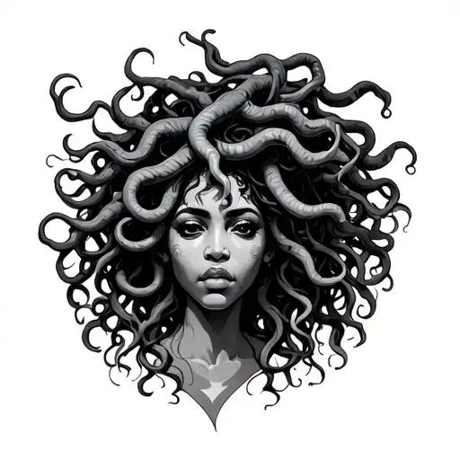African American Medusa tattoo design idea