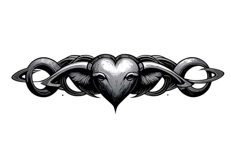 taurus iron heart with saturn god symbol in alchemy tattoo design idea