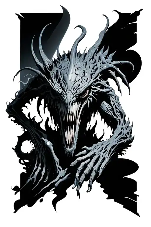 Monster biomech surreal tattoo design idea