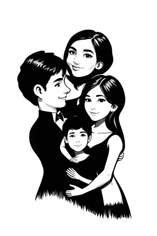 Family of four people (mom, dad, little son and daughter) two rings 08/18/18 Veronica 08/26/2022, 24 tattoo design idea