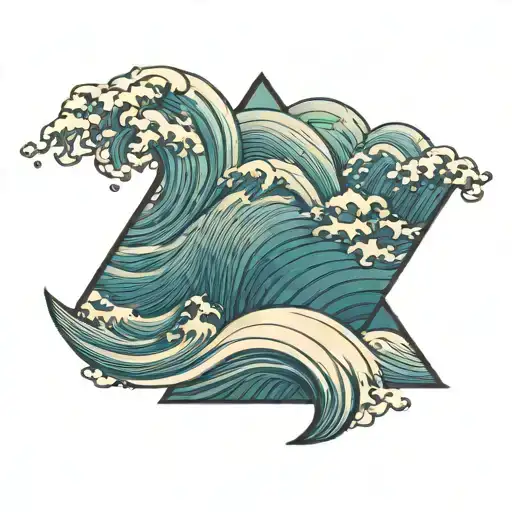 sea wave and 00:00 under it tattoo design idea
