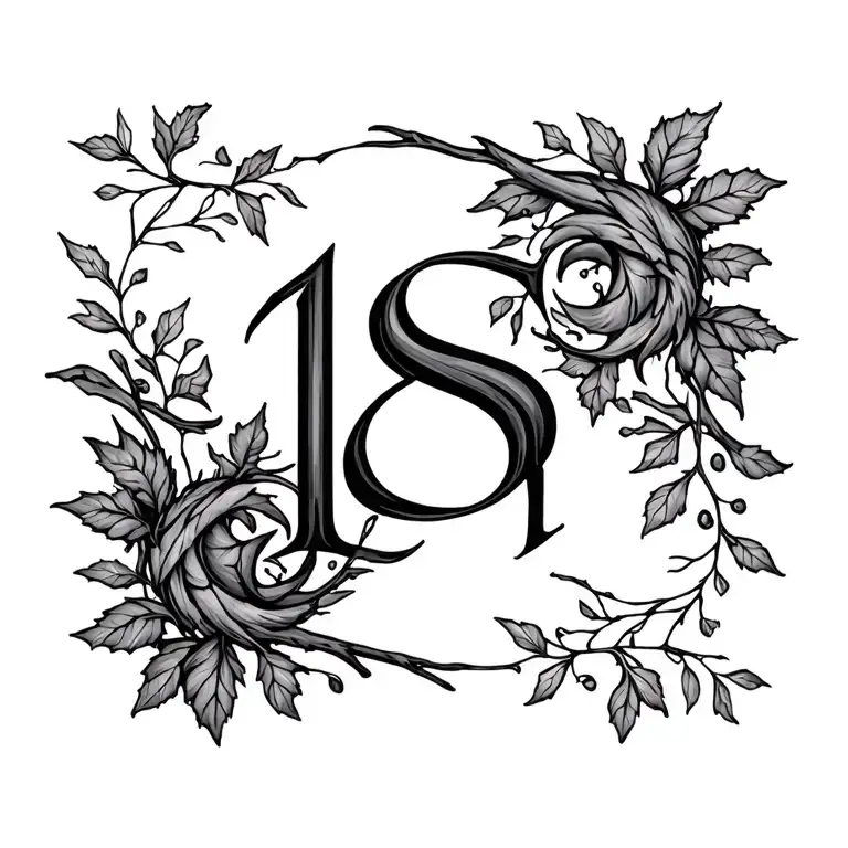 vines with leaves and roman numbers tattoo design idea