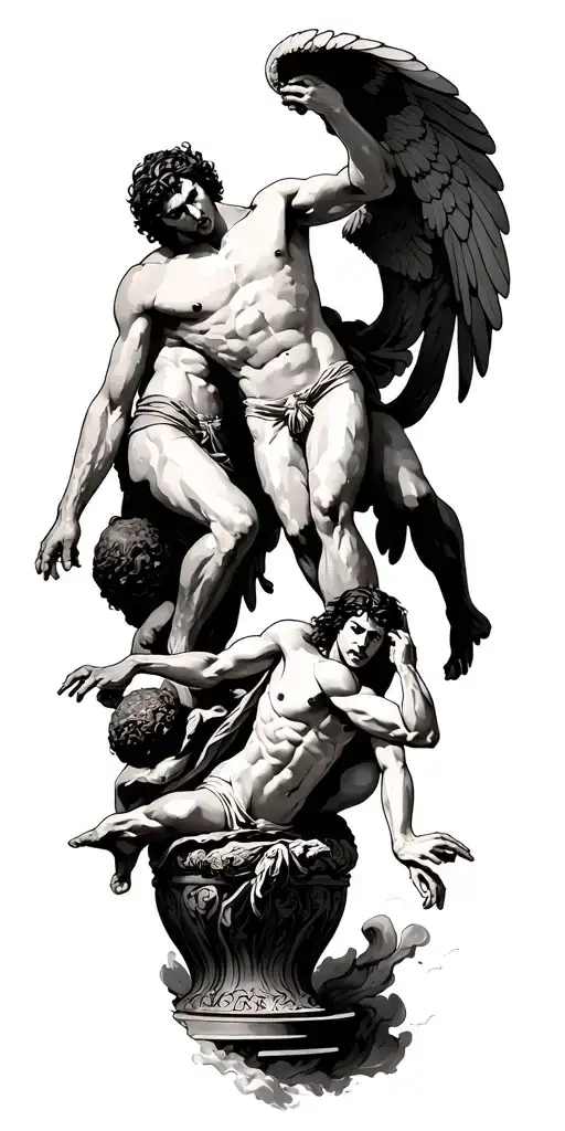 Icarus Atlas and Sisyphus serving their punishment tattoo design idea