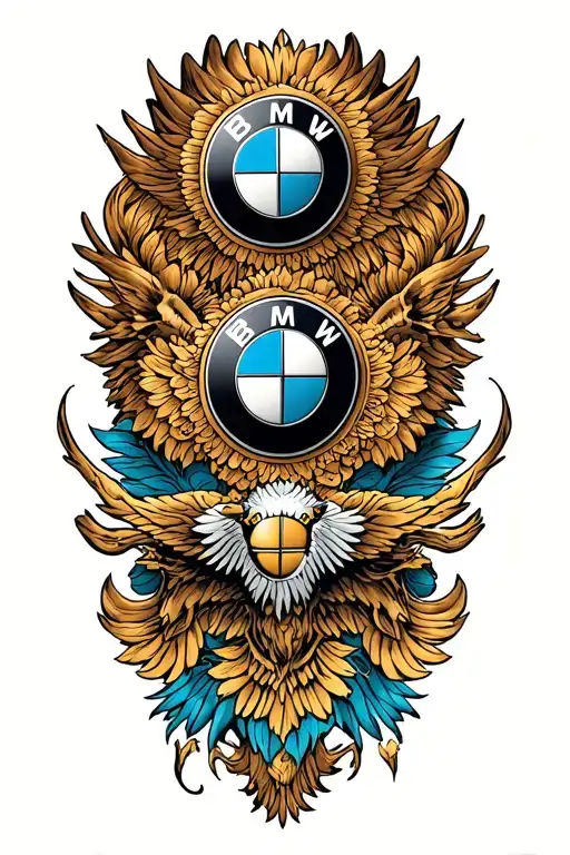 bmw logo thats coming out of my body tattoo design idea