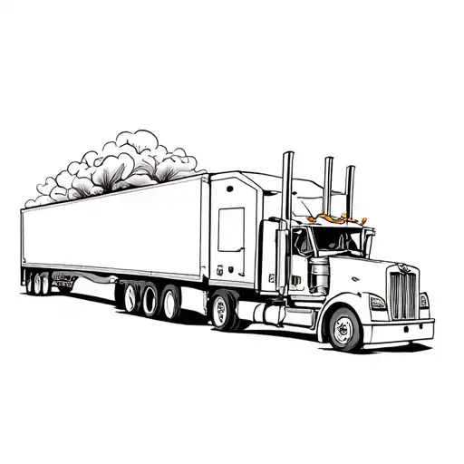 up close Chicano women driving a semi truck shifting tattoo design idea