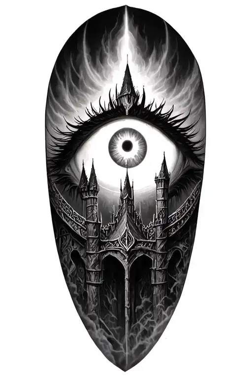 lord of the rings, tower eye of sauron tattoo design idea