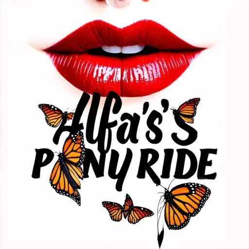 "Alfa's Pony Ride"  red lips kiss in the background as well as Small monarch butterflies tattoo design idea