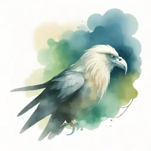 odin head with crow flying tattoo design idea