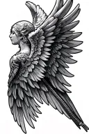 angel wings in a zipper tattoo design idea