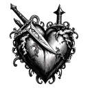 heart with a dagger inside tattoo design idea