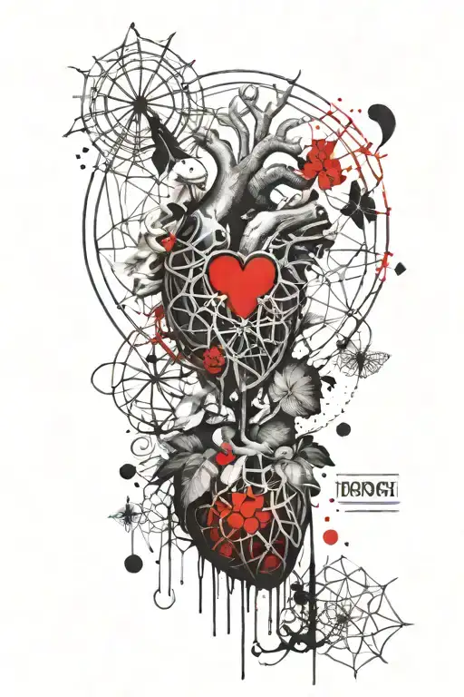 heart intestine flower of life death life complicated pain tattoo design idea