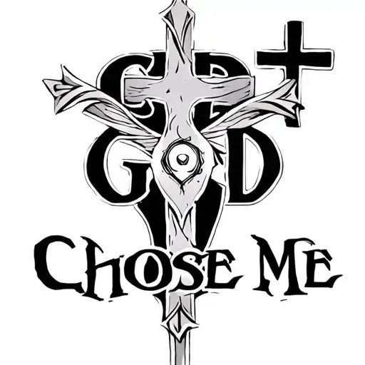 "God Chose Me" 3 crosses mixed tattoo design idea