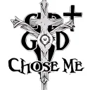 "God Chose Me" 3 crosses mixed tattoo design idea
