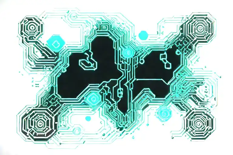 Turquoise Electronic Circuits tattoo design idea