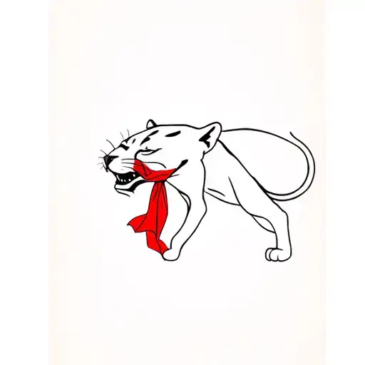 panther with a red scarf on tattoo design idea