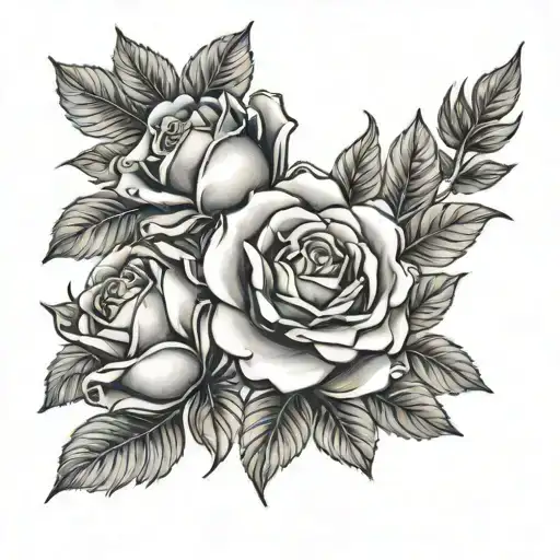 myrtle, rose and jasmin flower tattoo design idea