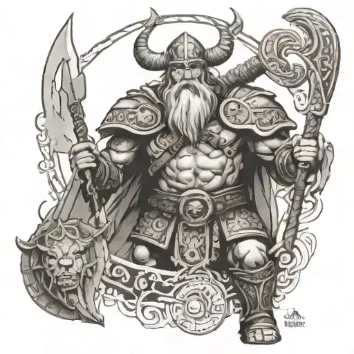 norse god oden viking tattoo design idea
