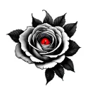 Black rose red eye inside tattoo design idea