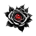 Black rose red eye inside tattoo design idea