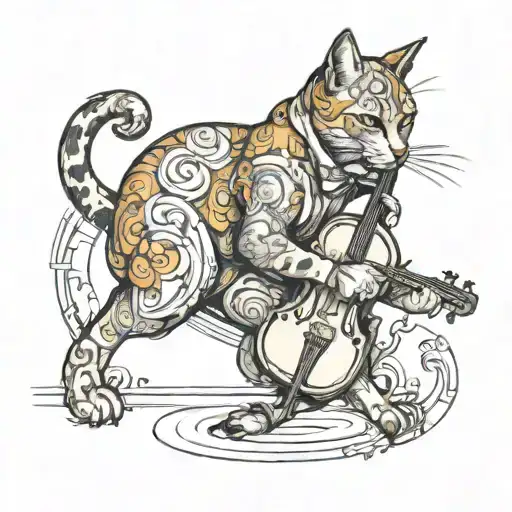 cat and a fiddle   tattoo design idea