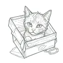 a cat in a box tattoo design idea
