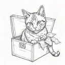 a cat in a box tattoo design idea