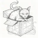 a cat in a box tattoo design idea