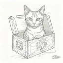a cat in a box tattoo design idea